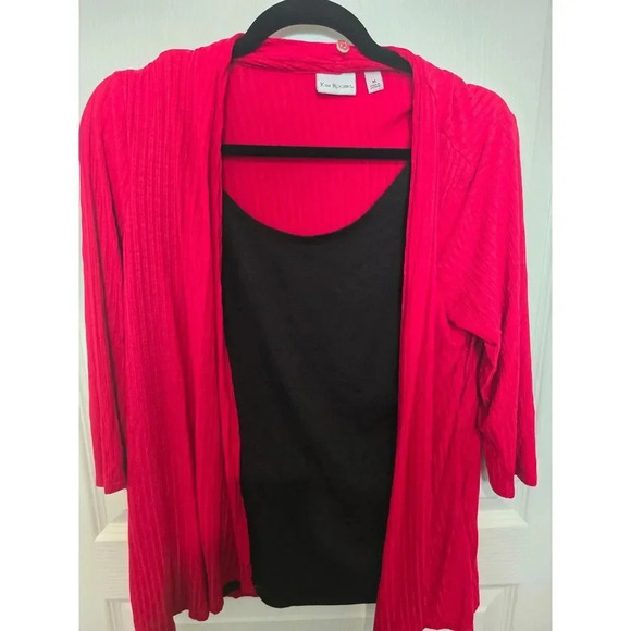 Kim Rodgers Red Black Cardigan M - Picture 4 of 7